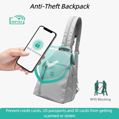 Oxford Anti Theft Backpack for Women,Pocket Multi Pocket Crossbody Bag. - color: Khaki