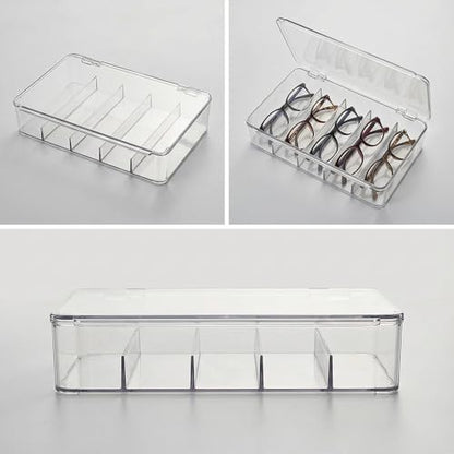 Sunglasses Organizer - Plastic Stackable Eyeglass Case Storage for Multiple Glasses & Reading Glasses - style: 2 Pack