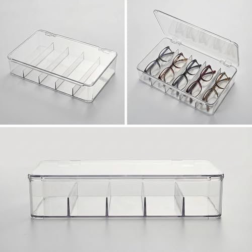 Sunglasses Organizer - Plastic Stackable Eyeglass Case Storage for Multiple Glasses & Reading Glasses - style: 3 Pack