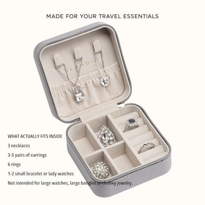 VLANDO Small Travel Jewelry Box Organizer Display Case for Girls Women Gift Rings Earrings Necklaces Storage, Light Grey - color: Light Grey
