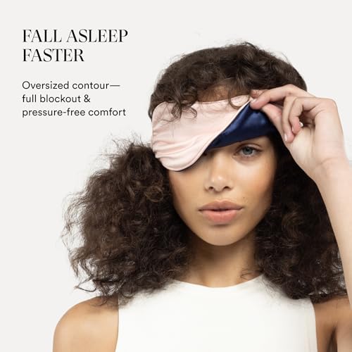 Mulberry Silk Sleep Mask by Clementine, Pink Silver Ion Blackout Eye Mask - color: Ballet Pink