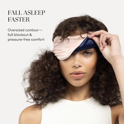 Mulberry Silk Sleep Mask by Clementine, Pink Silver Ion Blackout Eye Mask - color: Ballet Pink