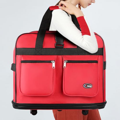 36'' Expandable Rolling Duffel Bag Suitcases w/Wheels,Foldable Luggage Bag - color: Red, size: 36''