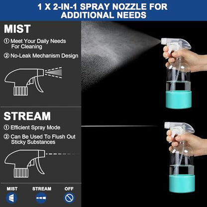Glass Spray Bottles for Cleaning, 3 Pack Clear Empty Spray Bottle for Cleaning Solutions, 17 fl oz Reusable Spray Bottle for Plants with Silicone Boot, Cleaning Spray Containers with Labels - size: 3 Pack