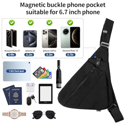 OSOCE Crossbody Sling Bag, Water-Resistant Anti Theft Chest Pack - color: 5.0 Black, size: Small