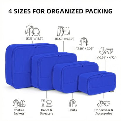 4 Piece Compression Packing Cubes for 3–7 Day Travel, Dark Blue - color: Dark Blue