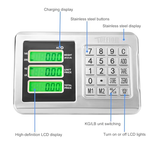 TUFFIOM 661lbs Weight Electronic Platform Scale,Stainless Steel High-Definition LCD Display,Digital Floor Heavy Duty Scales,Perfect for Luggage Package Price Computing Postal Shipping Mailing - color: 661lbs Stainless Steel
