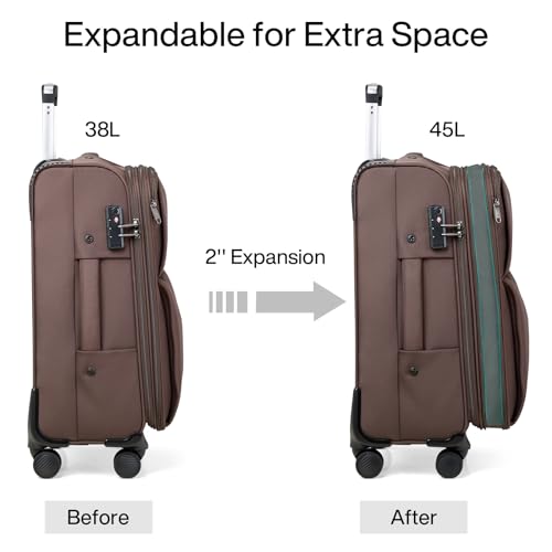 Hanke Luggage Set, 3 Piece 20/24/28 Inch Suitcases with Garment Compartment - color: Coffee, size: 3 Pc Set(20/24/28)