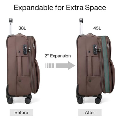 Hanke Luggage Set, 3 Piece 20/24/28 Inch Suitcases with Garment Compartment - color: Coffee, size: 3 Pc Set(20/24/28)