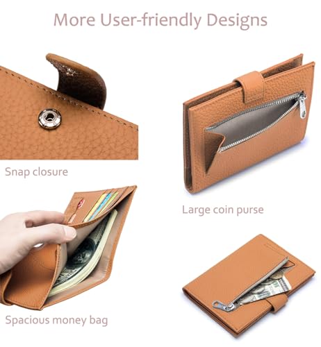 Leather RFID Passport Wallet for Travel Women with Gift Box - color: Brown