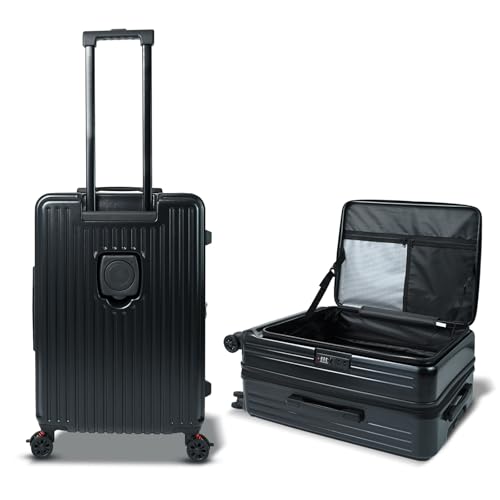 Checked Luggage with Spinner wheels, 24 inch luggage, Medium Suitcases with Wheels,Hard Shell Top-open Design Expandable Luggage - color: Black, size: 24 inch