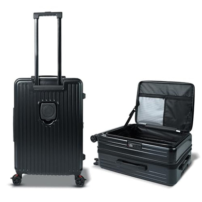 Checked Luggage with Spinner wheels, 24 inch luggage, Medium Suitcases with Wheels,Hard Shell Top-open Design Expandable Luggage - color: Black, size: 24 inch