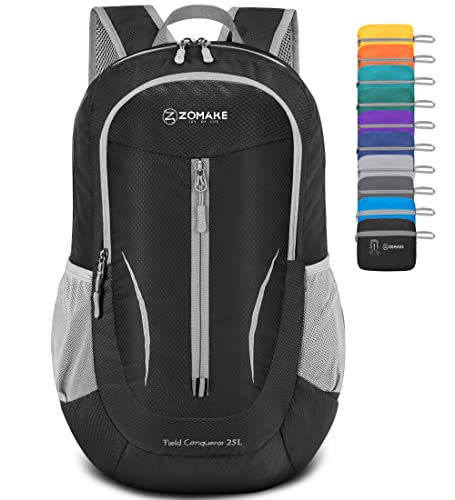 ZOMAKE Lightweight Packable Backpack 25L, Foldable Hiking Daypack - color: Black a
