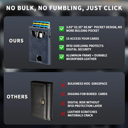 Men’s Wallet with RFID Blocking | Tri-Fold Front Pocket Design | 12 Card Slots, 2 ID Windows & Cash Slot | Aluminum Card Ejector | Durable & Lightweight Men’s Accessories (blue) - color: blue