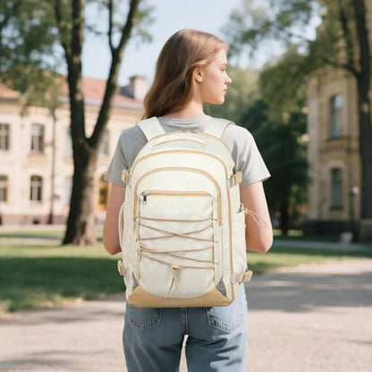 Travel Backpack for 16 Inch Laptop Flight Approved Carry On Beige - color: Beige