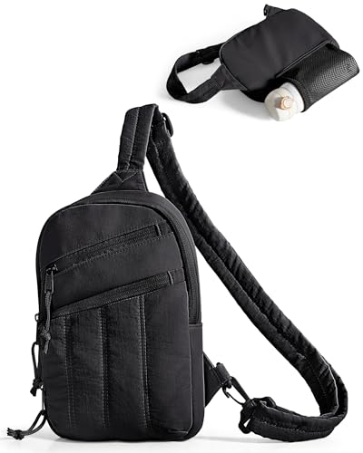 Smasrob Puffer Sling Bag for Women with RFID Blocking Pocket - color: Black