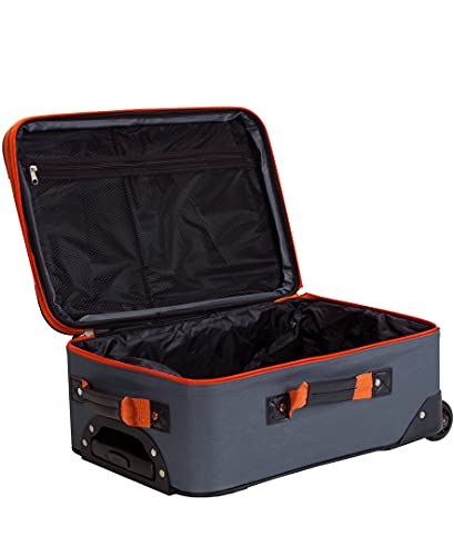 Rockland Fashion Softside 2 Piece Luggage Set, Expandable, (14" Tote/19" Upright), Charcoal - color: Charcoal, size: 2 Piece (19"/14" Tote)