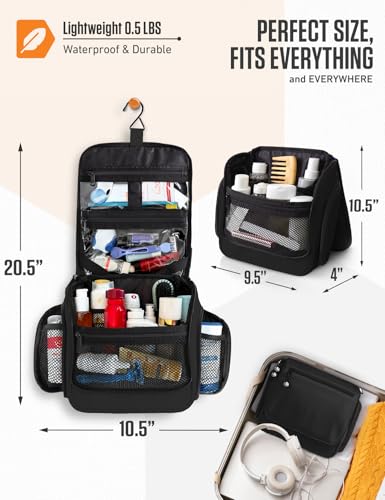VENTURE 4TH Hanging Travel Toiletry Bag, 18 Compartments - Black - color: Black