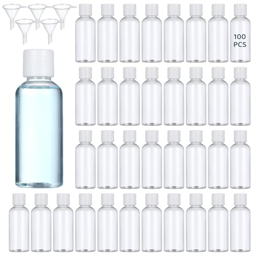 Lnrueg 100팩 56.7g(2온스) 플라스틱 빈 여행용 병, 플립 캡 포함, 화이트. - color: 화이트.