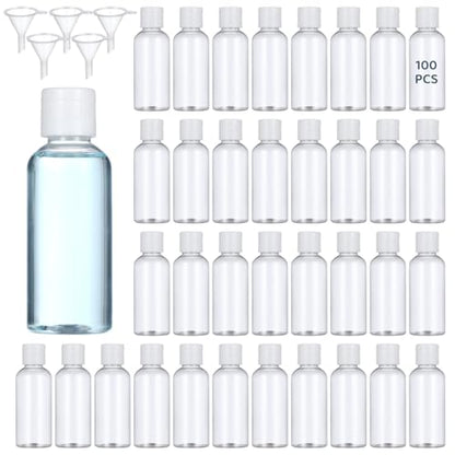 Lnrueg 100팩 56.7g(2온스) 플라스틱 빈 여행용 병, 플립 캡 포함, 화이트. - color: 화이트.
