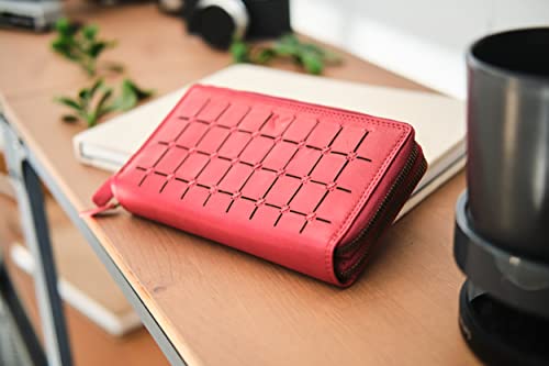 RFID Leather Wallet for Women, Genuine RFID Leather Card Holder - color: Square - Black