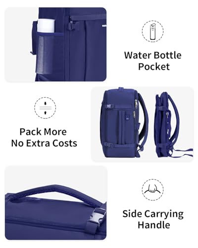 ECOHUB Travel Backpack Airlines Approved Personal Item Bag Carry On Backpack - color: Navy Blue, size: 18 inch underseat