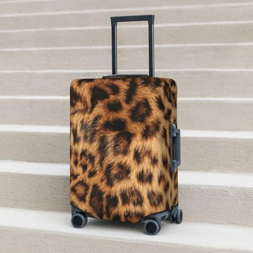 Leopard Print Luggage Cover Elastic Washable Suitcase Sleeve Anti-Scratch Stain Resistant, Cheetah Stretchable Baggage Protector Fit (S 18-21 Inch Luggage) - size: Small, style: Leopard