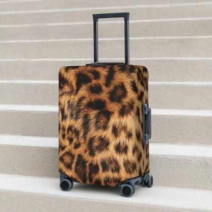 Leopard Print Luggage Cover Elastic Washable Suitcase Sleeve Anti-Scratch Stain Resistant, Cheetah Stretchable Baggage Protector Fit (S 18-21 Inch Luggage) - size: Small, style: Leopard