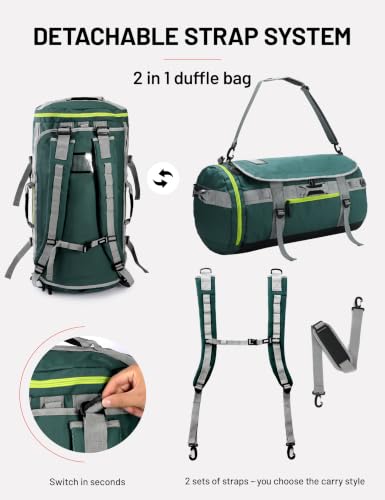 MIER 여행용 캠핑 체육관 스포츠용 대형 더플 백 백팩, 45L/60L/90L - color: 초록색., size: 90L