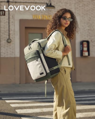 LOVEVOOK 50L Travel Backpack for Women Men, Large Travel Carry on Backpack - color: Pea Green, size: 50L