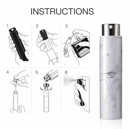 Refillable Perfume Bottle Atomizer 5ml 4-Pack Marble Travel Cologne Sprayer - color: Black,White,Grey,Blue