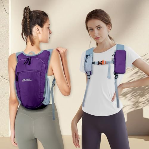 Small Hiking Backpack Packable Lightweight for Women Men - color: Deep Purple, size: 15L