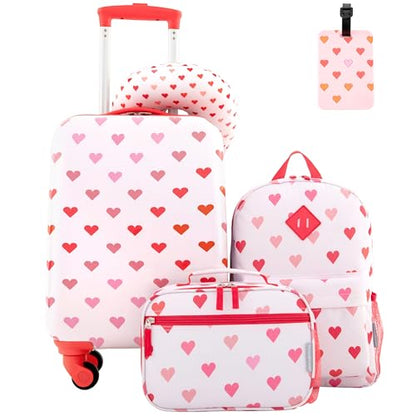 Travelers Club 5 Piece Kids' Luggage Set, Hearts - color: Hearts