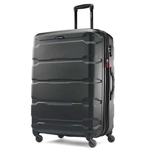 Samsonite Omni PC Hardside Expandable Luggage with Spinner Wheels, Black, Checked-Large 28-Inch - color: Black, size: Checked-Large 28-Inch