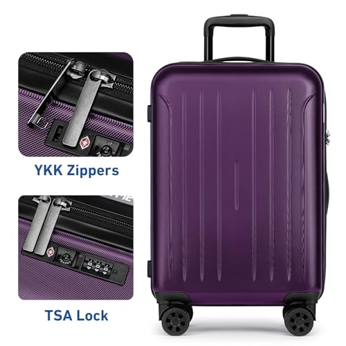 KYME Luggage Sets 2 Piece Hardshell Suitcase,Dark Purple,20"/24" - color: Dark Purple, size: 2Pcs Set(20"/24")