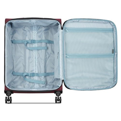 DELSEY PARIS Sky Max 3.0, 24 Inch Checked-Medium Luggage, Burgundy | Checked-In Suitcase, Softside, Lightweight Durable Construction, Double Spinner Wheels, Soft Touch Carry handle - color: Burgundy, size: Checked-Medium, 24 Inch