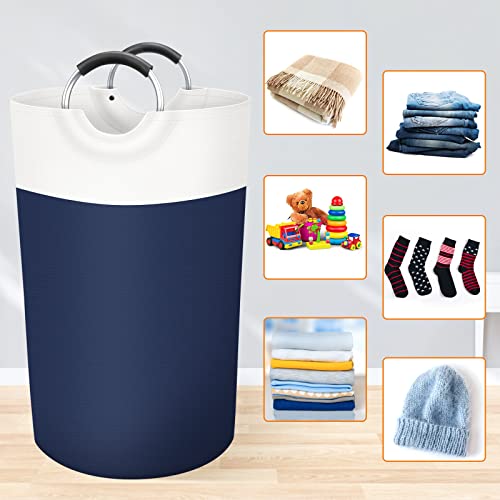 BlissTotes 90L Laundry Basket, Freestanding Collapsible Hamper, Blue - color: Blue, size: 90L