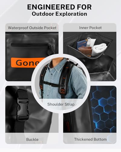 Gonex Waterproof Duffel Bag, 150L Heavy Duty Dry Bag, Reinforced Bottom - color: Black, size: 150L