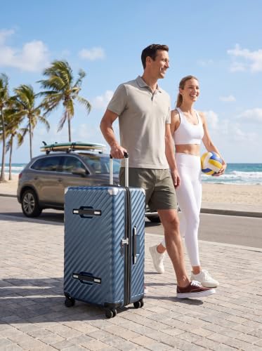 LUGGEX 28 Inch Trunk Luggage with Spinner Wheels, Blue - color: Blue, size: Trunk-Large 28-Inch