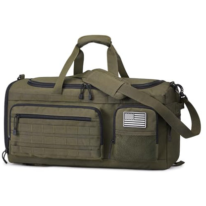 G4Free 3-in-2 Duffle Bag Travel Gym Sports, Large Tactical Duffel Backpack - color: Dark Tan