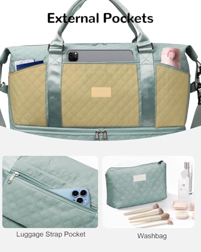 50L XL Weekender Bags for Women, Large Travel Duffle Bags, Blue - color: blue