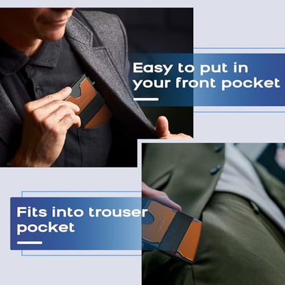 RUNBOX Slim Wallet for Men, RFID Aluminum Pop-Up Card Holder for 12 Cards - color: Matt Orange