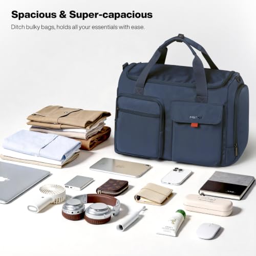 Mixi 17" Underseat Carry-On Luggage Travel Tote, Water-Resistant, Dark Blue - color: Dark Blue