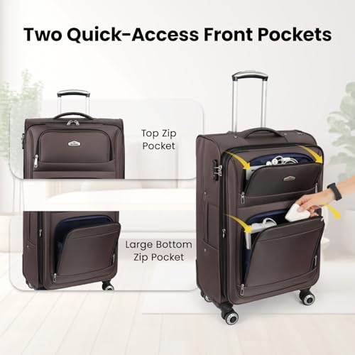 20'' Carry on Luggage,Softside Suitcase,Expandable 15% - color: Coffee, size: Carry-On 20-Inch