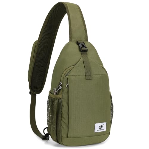 SKYSPER Sling Bag RFID Cross Body Bag Recycled Crossbody Backpack Travel Daypack - color: Armygreen