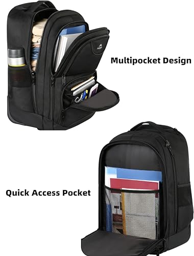 MATEIN Wheeled Backpack, 18 inch Laptop Backpack with Wheels - color: Black, size: 18-inch