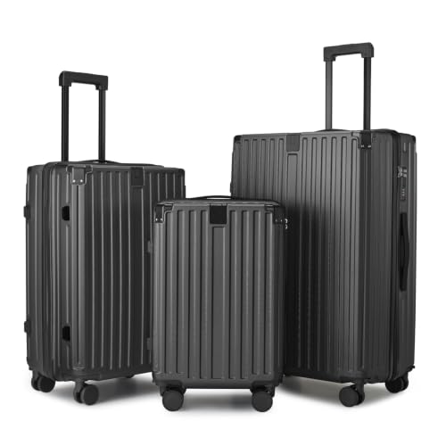 3-Piece ABS Spinner Luggage Set, 20/24/28 Inch Hard Shell Suitcases with Universal, Natural Graphite - color: B ++ Natural Graphite