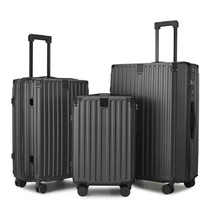 3-Piece ABS Spinner Luggage Set, 20/24/28 Inch Hard Shell Suitcases with Universal, Natural Graphite - color: B ++ Natural Graphite