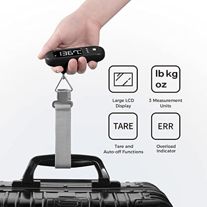 pack all Digital Luggage Scale for Travel, 110Lbs Capacity, 0.1Lb Precision - color: Black