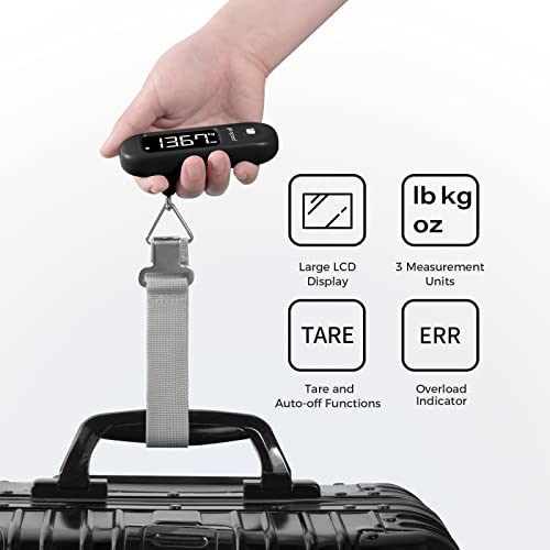 pack all Digital Luggage Scale for Travel, 110Lbs Capacity, 0.1Lb Precision - color: Black